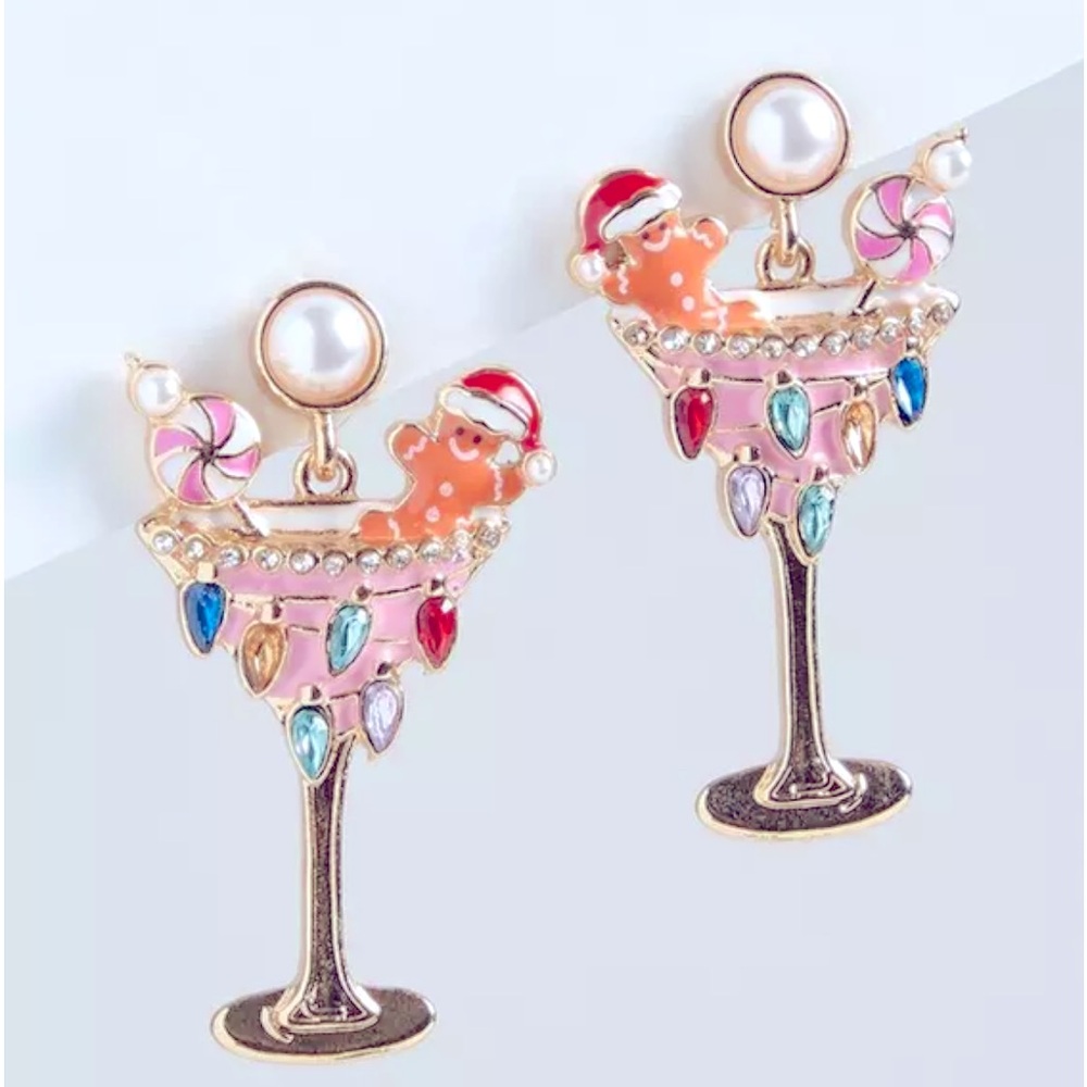 Torrid Christmas Gingerbread Martini Cocktail Statement Earrings